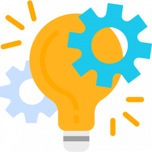 Lightbulb with gears around it 